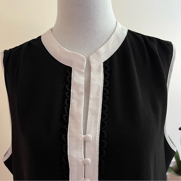 NWT~Spense~Blouse~Size XL-Sleeveless~Black with White Trim - Picture 4 of 12